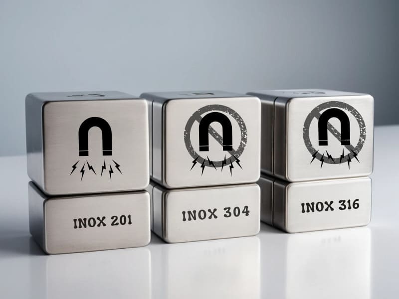 Inox 304 có bị hút nam châm không?