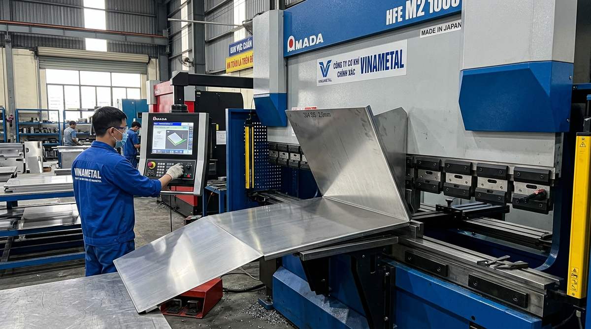 Gia công chấn gấp CNC kim loại tấm chính xác từ phôi inox tấm 2mm cho vỏ tủ điện