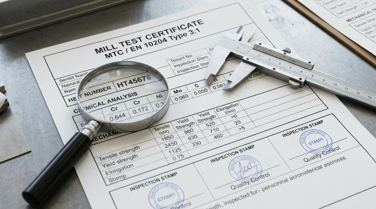 Mẫu chứng chỉ xuất xưởng MTC EN 10204 Type 3.1 của inox Mẫu chứng chỉ CO CQ inox Mill Test Certificate EN 10204 Type 3.1 đối chiếu thành phần hóa học và số Heat No - Inox Havi